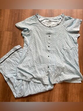 Light Blue & Black Polkadot PJ Set XL (16-18)